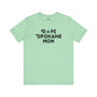 Dope Spokane Mom premium soft tee in mint green with playful marijuana leaf design, perfect for stylish moms.