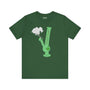Premium green tee featuring a bold bong graphic and smoke, celebrating cannabis culture and PNW vibes.