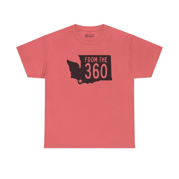 "Red From the 360 Athletic Tee with Washington state silhouette and Vancouver star"