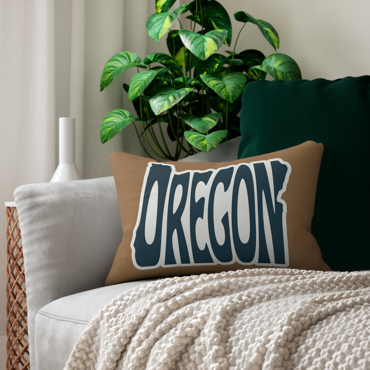 Oregon State of Mind Typography Lumbar Accent Pillow