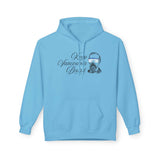 Keep Vancouver Beard Hoodie in light blue featuring a vintage bearded icon and stylish lettering.