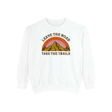Leave the Road Take the Trails Sweatshirt featuring mountain design and retro colors.