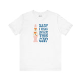 Baby I Was Born This Gay premium soft tee featuring colorful text and a retro lava lamp design.