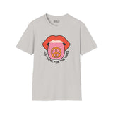 I'm Just Here for the Vibes Softstyle T-Shirt with colorful graphic design and laid-back vibe.