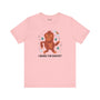 I Brake for Bigfoot pink tee featuring a whimsical Sasquatch graphic and playful design.