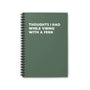 Green spiral notebook titled 'Thoughts I Had While Vibing With A Fern', perfect for jotting thoughts inspired by nature.