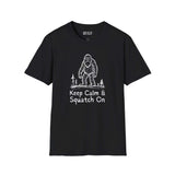 Keep Calm & Squatch On Bigfoot Softstyle T-Shirt featuring a Sasquatch graphic design.