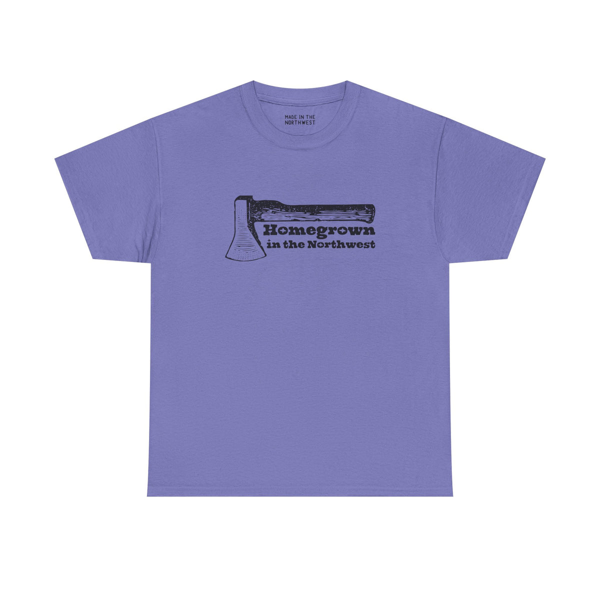 Homegrown in the Northwest athletic tee featuring a rugged axe design, celebrating Pacific Northwest heritage.