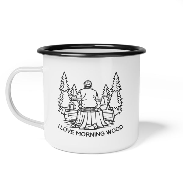 I Love Morning Wood Lumberjack Camping Mug
