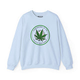 Light blue sweatshirt with a marijuana leaf design and 'Homegrown in the Pacific Northwest' text.
