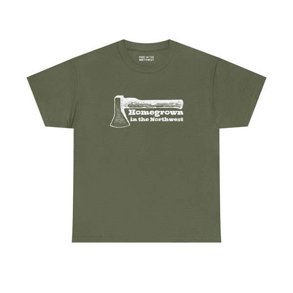 Homegrown in the Northwest athletic tee featuring a rugged axe design, perfect for Pacific Northwest enthusiasts.