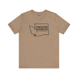 Vancouver Washington Premium Soft Tee featuring state outline and heart design, perfect for hometown pride.