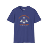 Navy blue t-shirt featuring the quote 'Into the Forest I Go to Lose My Mind and Find My Soul' with forest graphic.