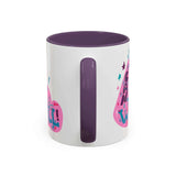 I Can I Will Mug featuring colorful graphics and a deep purple handle, perfect for everyday motivation.