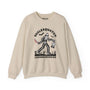 Skelesquatch Halloween sweatshirt featuring a skeleton sasquatch with a bloody knife and Scream mask in a graveyard.