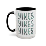 Retro Yikes Coffee Mug with a playful YIKES design and a black handle, perfect for a cheerful morning coffee.