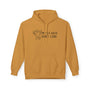 Messy Hair Don't Care Hoodie in golden color featuring playful Sasquatch design.