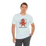 Man wearing I Brake for Bigfoot tee featuring a playful Sasquatch graphic and fun folklore design.