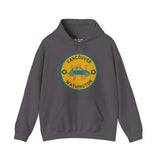 Grey hoodie with Vancouver VW Classics Beetle design featuring a colorful Volkswagen Beetle and text 