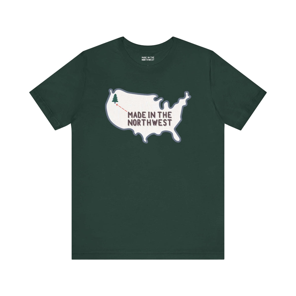 Evergreen is Where it's At Soft Tee Show your love for the Pacific Northwest with our exclusive "Evergreen is Where it's At" tee. This design features the woodgrain United States with a tree marking the PNW location, highlighted by an arrow and the phrase