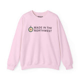 Made in the Northwest Sweatshirt in pink featuring a compass graphic and regional pride design.
