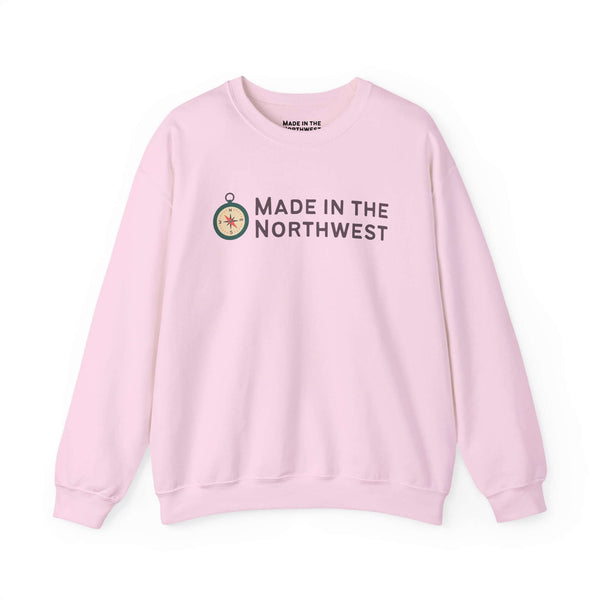 Made in the Northwest Sweatshirt in pink featuring a compass graphic and regional pride design.