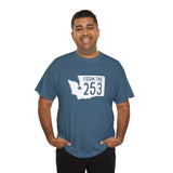 Man wearing From the 253 Washington State Athletic Tee celebrating Tacoma pride and city spirit.