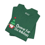 Gnome for the Holidays premium soft tee featuring a festive gnome design, perfect for spreading holiday cheer.