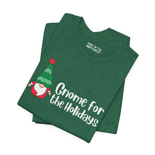 Gnome for the Holidays premium soft tee featuring a festive gnome design, perfect for spreading holiday cheer.
