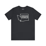 Black tee featuring outline of Washington and text 