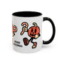 Merry Creepmas Mug featuring a playful pumpkin carrying a candy cane design, perfect for holiday cheer.