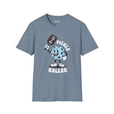 Pickle Baller T Shirt featuring a playful pickleball character with a racquet and playful caption.