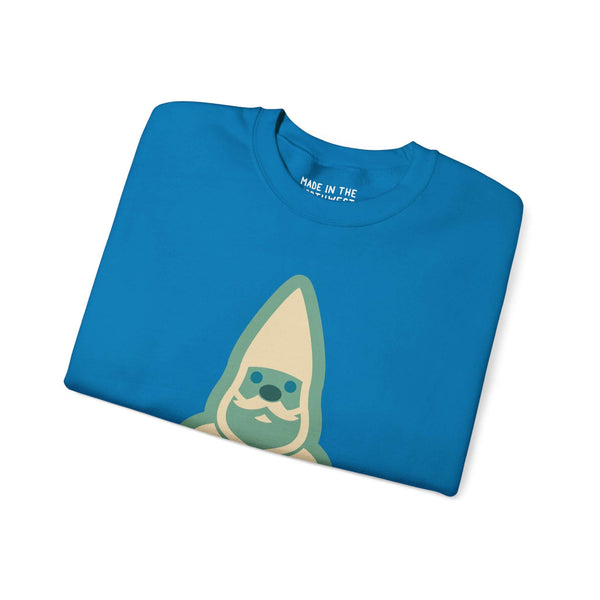 NW Is My Gnome sweatshirt in blue featuring a playful gnome design, perfect for Pacific Northwest enthusiasts.