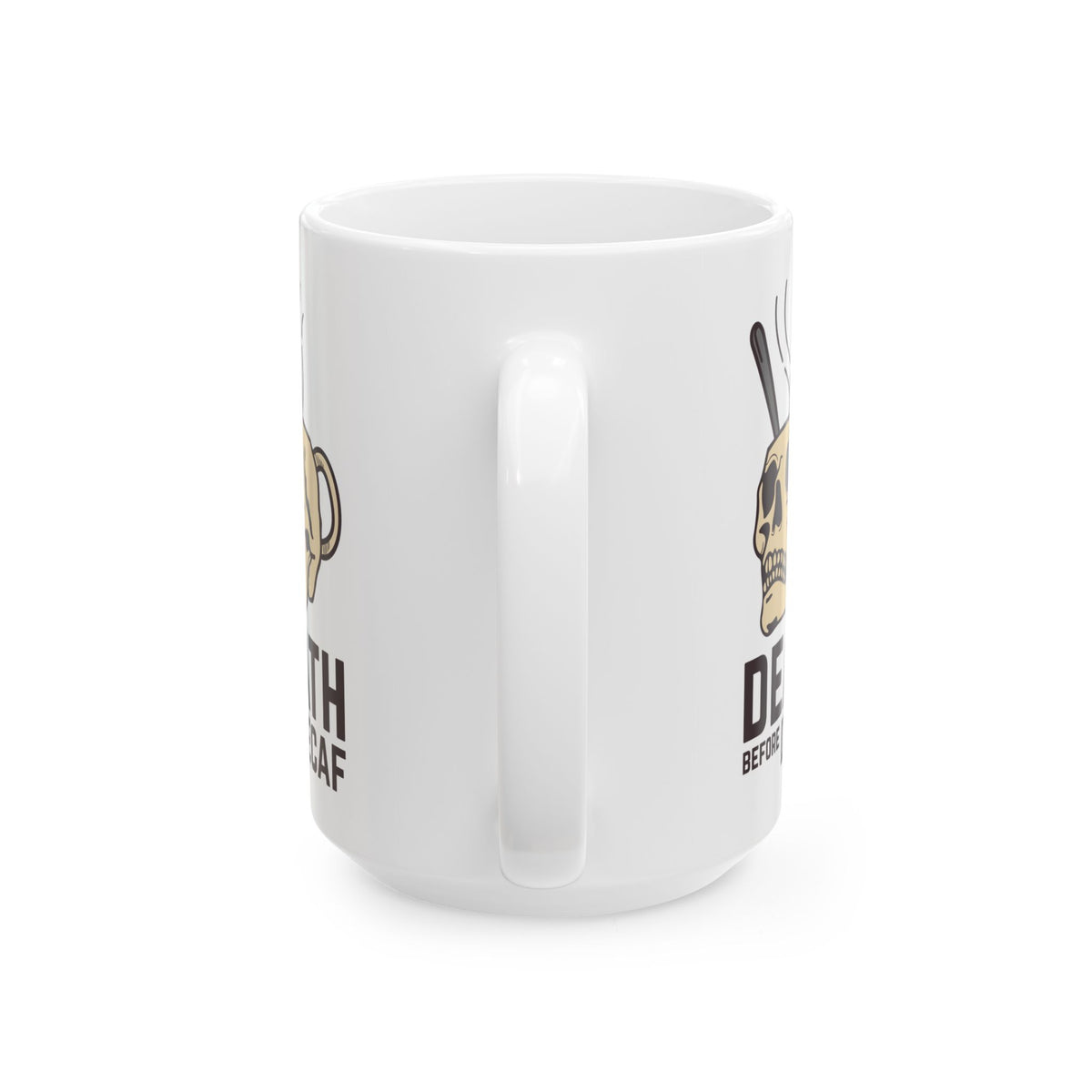 Death Before Decaf Skull Ceramic Coffee Mug