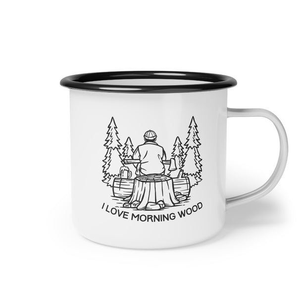 I Love Morning Wood Lumberjack Camping Mug