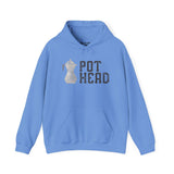 Blue hoodie with Moka pot graphic and 