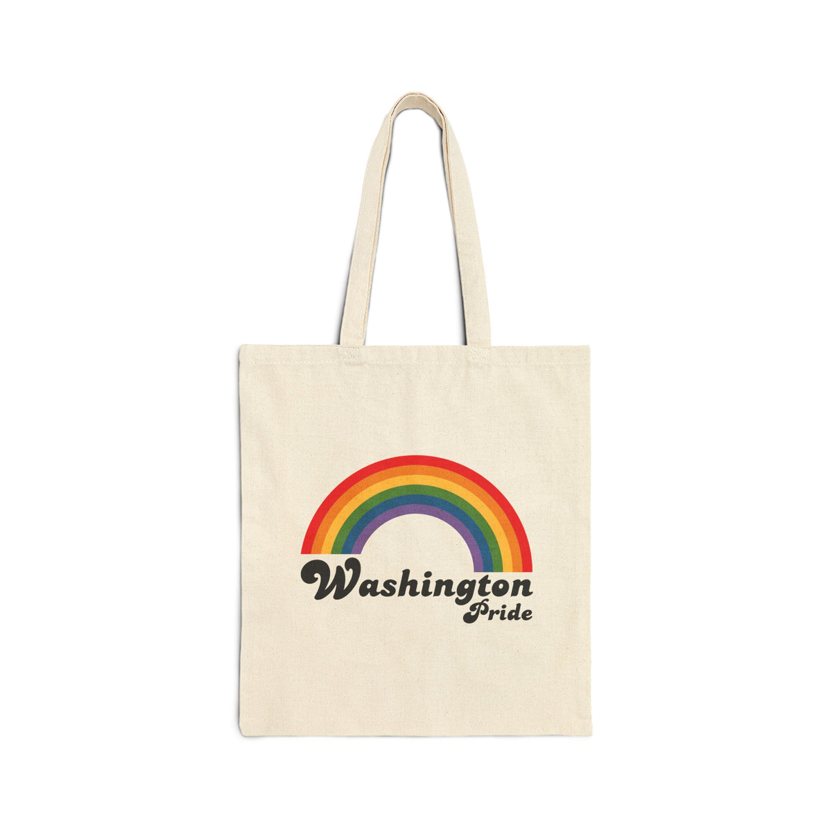 Retro Rainbow Washingon Pride Cotton Canvas Tote Bag