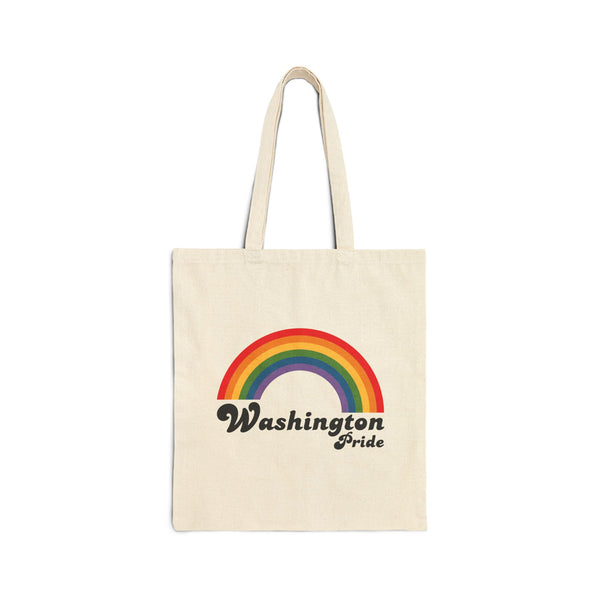Retro Rainbow Washingon Pride Cotton Canvas Tote Bag
