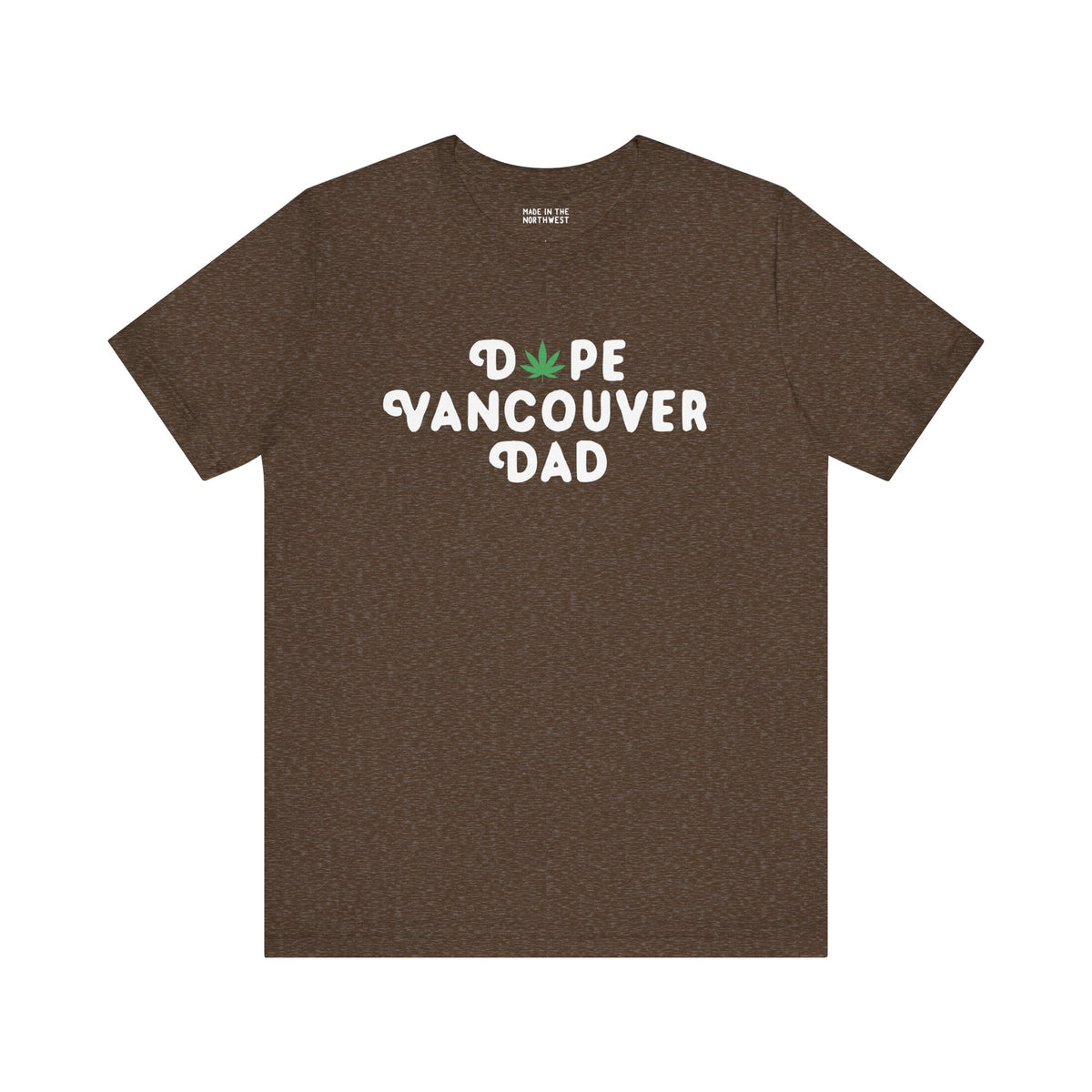Dope Vancouver Dad premium soft tee featuring marijuana leaf graphic, perfect for stylish dads in Vancouver.