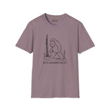 Not All Who Wander Are Lost Bigfoot Softstyle T-Shirt featuring Sasquatch graphic design on soft fabric.