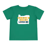 Someone in Oregon Loves Me Premium Soft Toddler Tee in green color, perfect for cozy adventures.