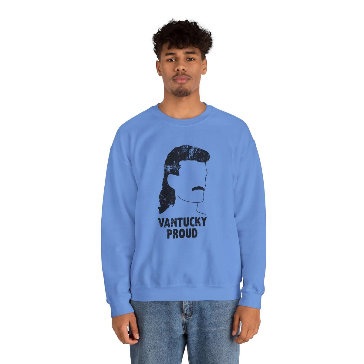 Vantucky Proud Billy Ray Slammer sweatshirt in blue, featuring a fun graphic design and a relaxed fit.