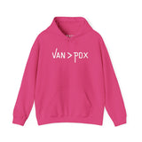 Pink VAN > PDX hoodie sweatshirt celebrating Vancouver over Portland, perfect for outdoor lovers.
