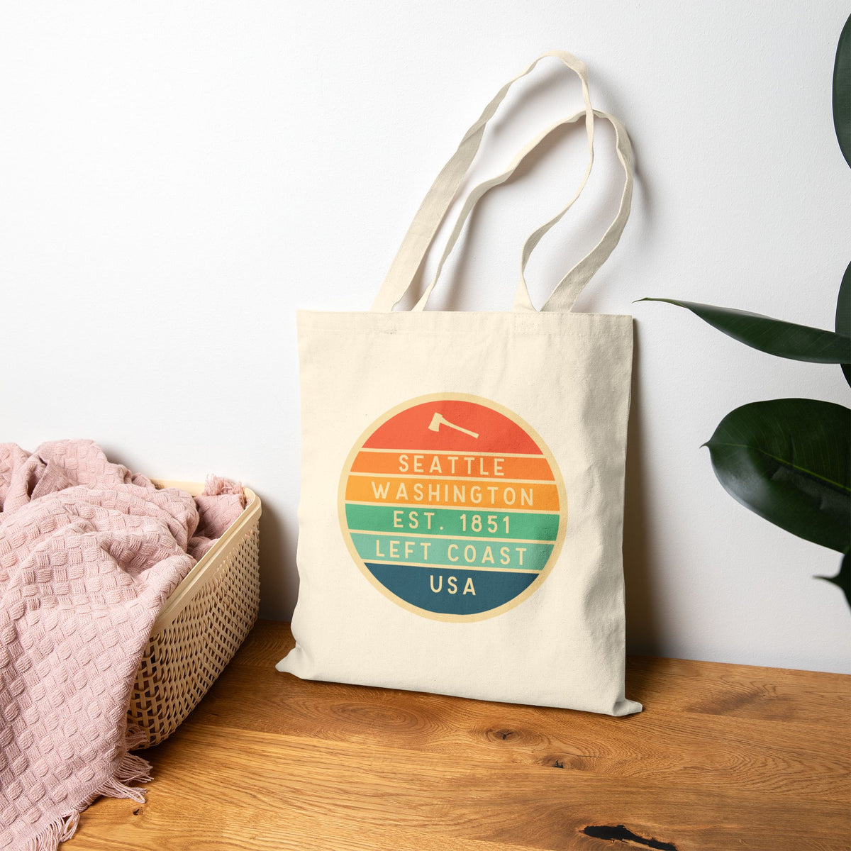 Left Coast Retro Seattle Cotton Canvas Tote Bag