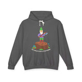 Say Hello to My Little Friend hoodie with gnome on stump and axe, a fun twist on Scarface.