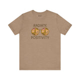 Radiate Positivity Premium Soft Tee with vibrant floral glasses design, perfect for free spirits and optimists.