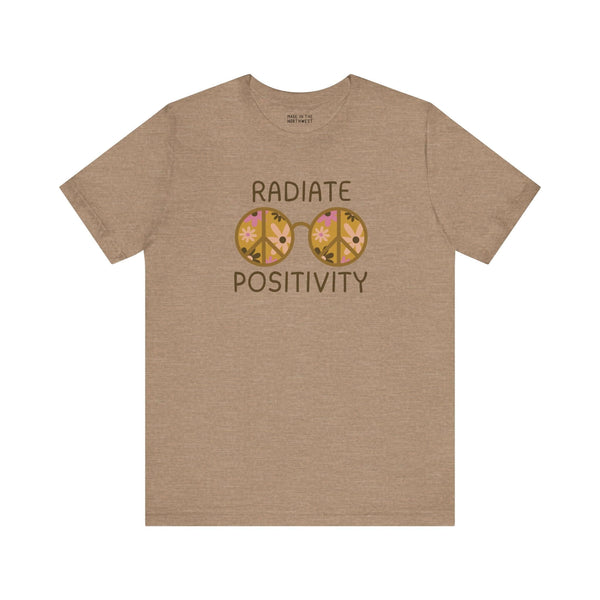 Radiate Positivity Premium Soft Tee with vibrant floral glasses design, perfect for free spirits and optimists.