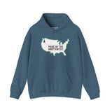 Cozy hoodie showcasing the 'Made in the Northwest' design with a map of the USA and tree for Pacific Northwest pride.
