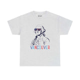 George Vancouver tee with USA sunglasses, patriotic colors, 