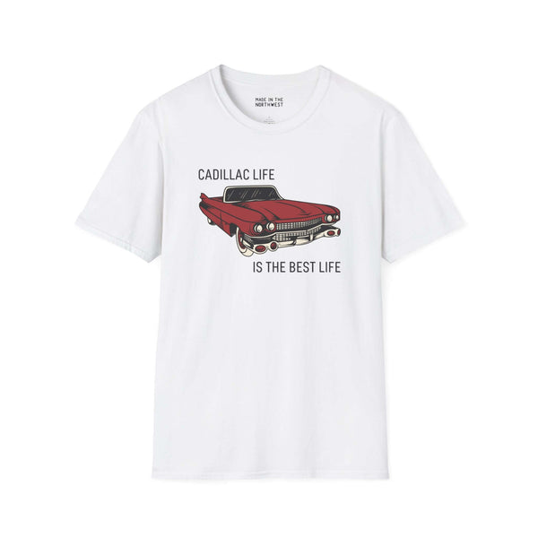 Cadillac Life is the Best Life softstyle t-shirt featuring an iconic 1960 Series 62 car design.